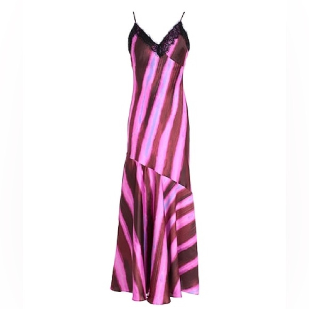 Topshop Pink Lace Maxi Fishtail Slip Dress in Animal Print